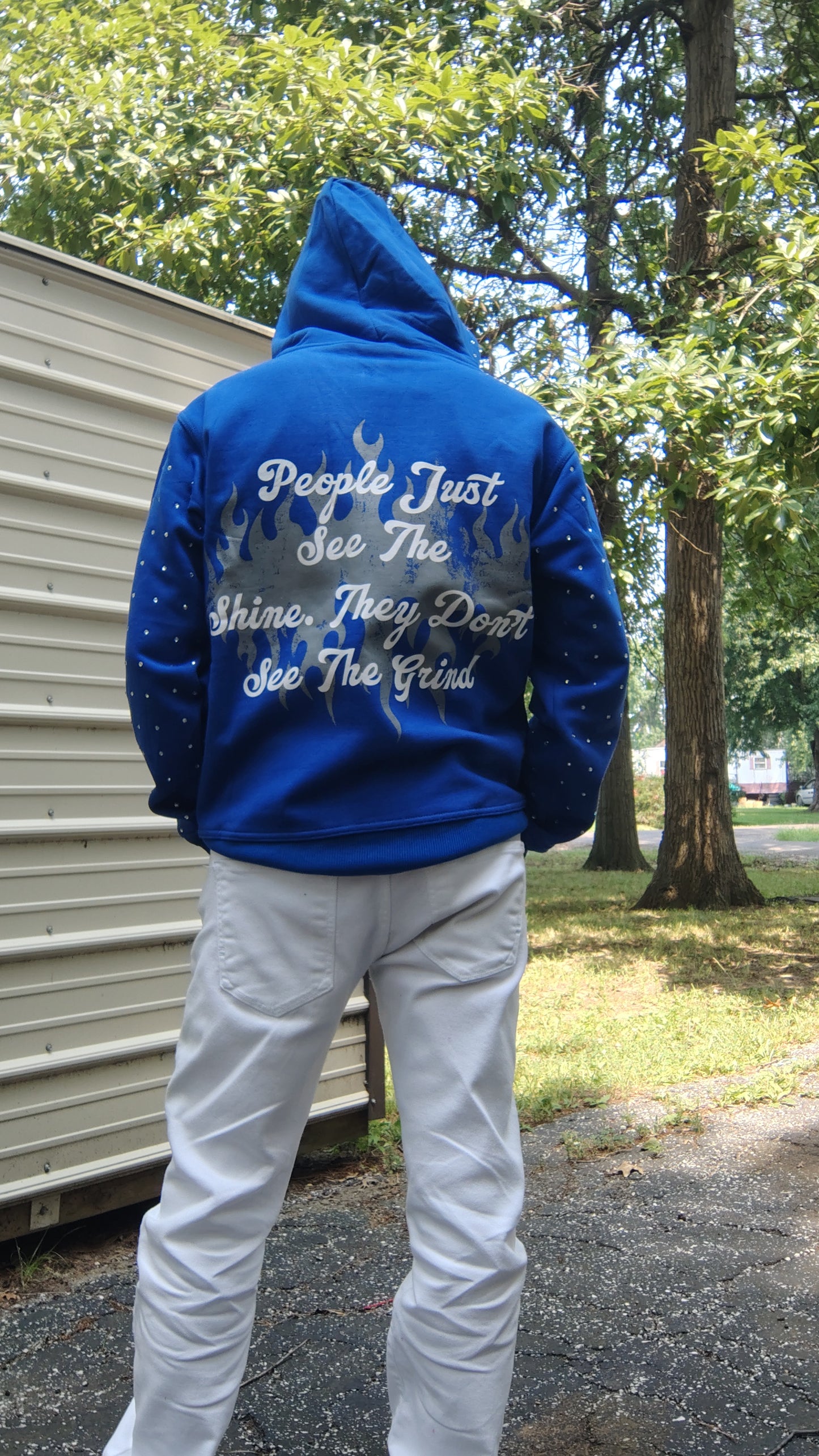 Blue Rhinestone Hoodie - The Hustle Apparel