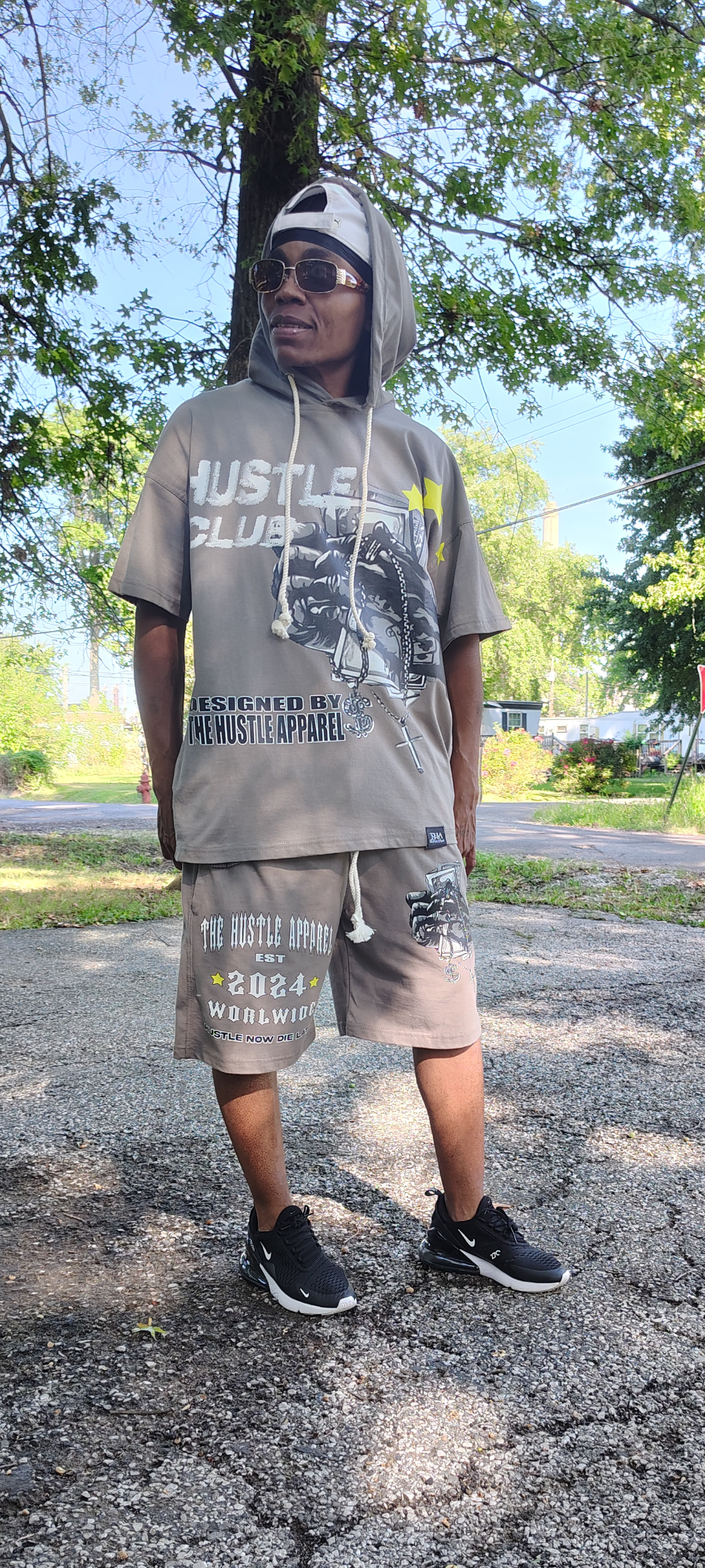 Men Short Sleeve Hooded Short Sets - The Hustle Apparel