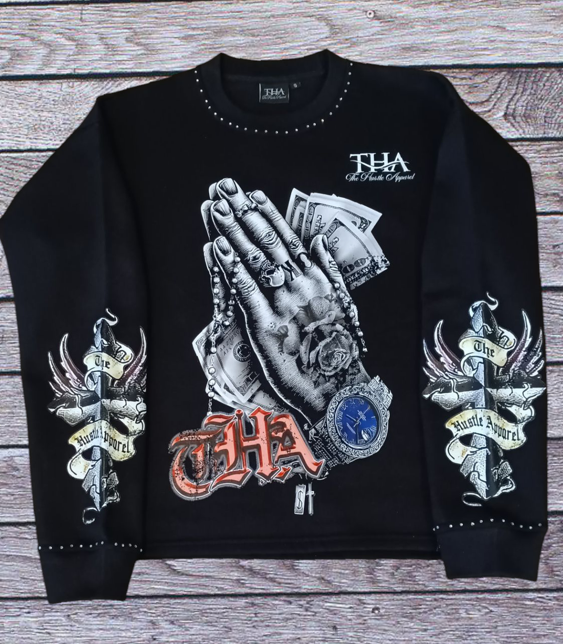 The Most Inspiring Praying Hands Sweatshirt for You made of 400 gsm cotton fleece