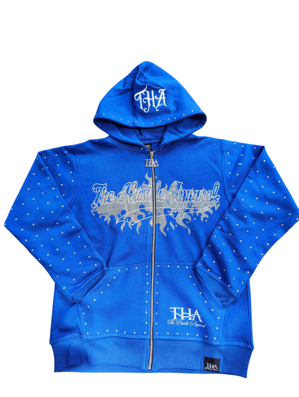 Blue Rhinestone Hoodie - The Hustle Apparel 