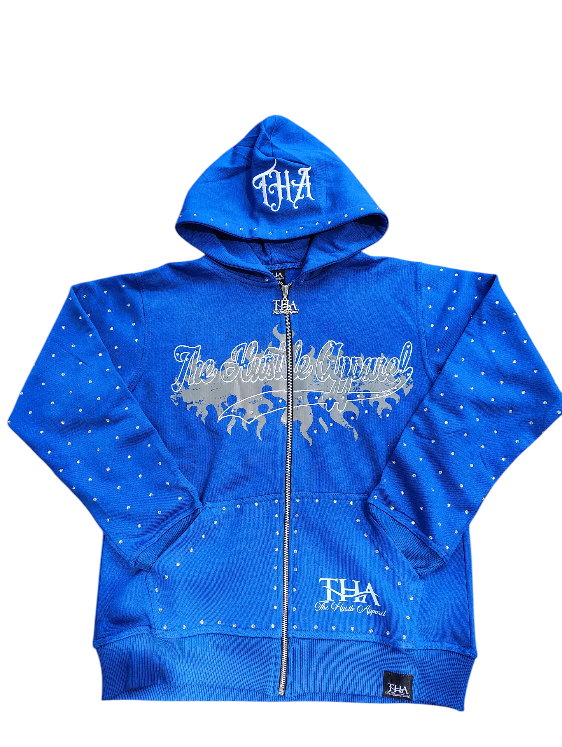 Blue Rhinestone Hoodie - The Hustle Apparel 
