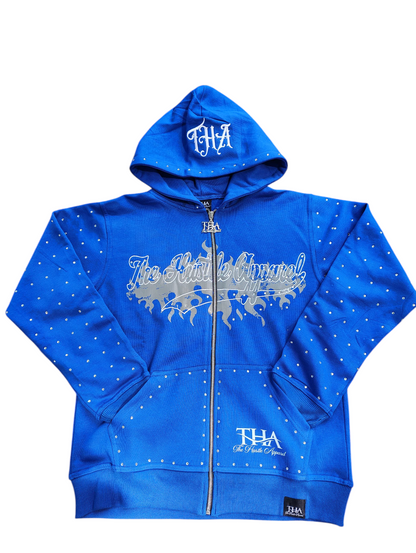 Blue Rhinestone Hoodie - The Hustle Apparel 