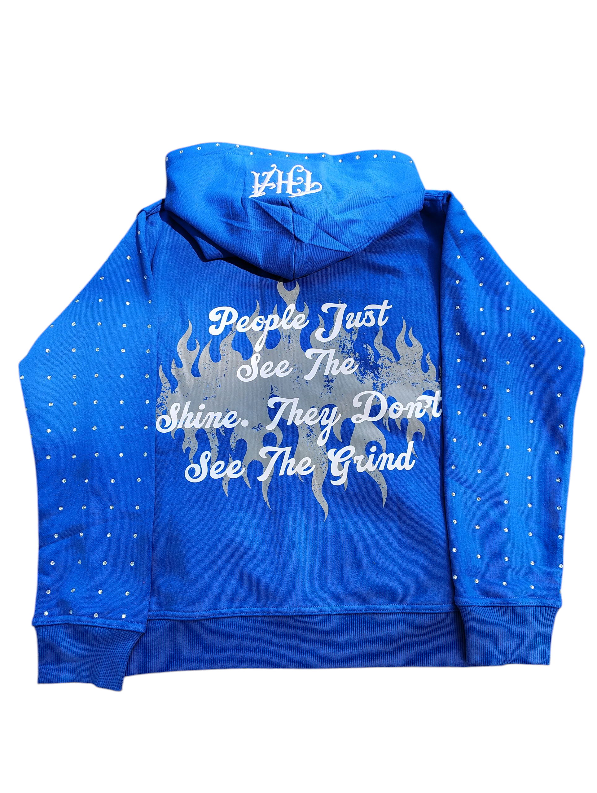 Blue Rhinestone Hoodie - The Hustle Apparel 