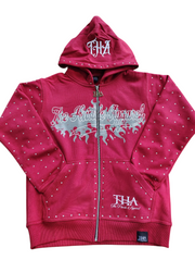 Burgundy Rhinestone Hoodie - The Hustle Apparel 