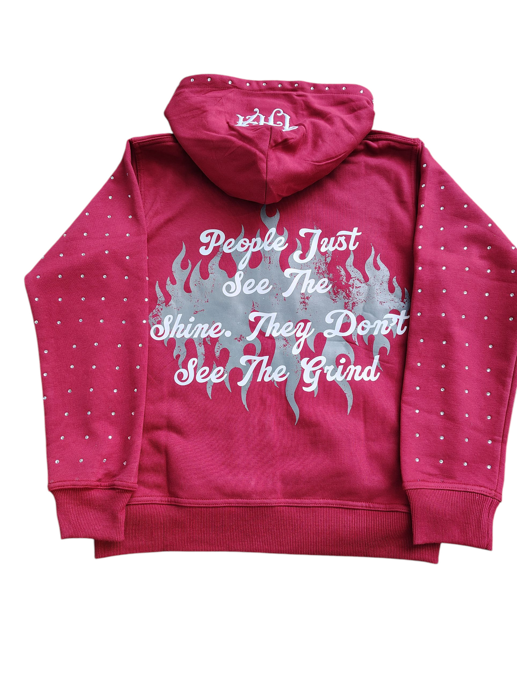 Burgundy Rhinestone Hoodie - The Hustle Apparel 