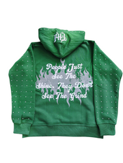 Green Rhinestone Hoodie - The Hustle Apparel 