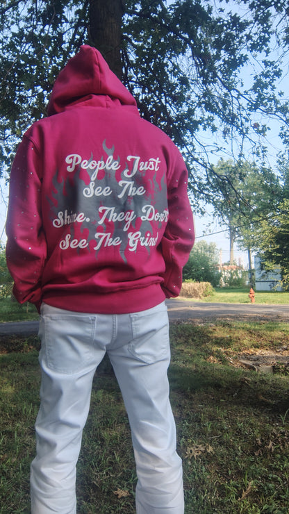 Pink Rhinestone Hoodie - The Hustle Apparel 