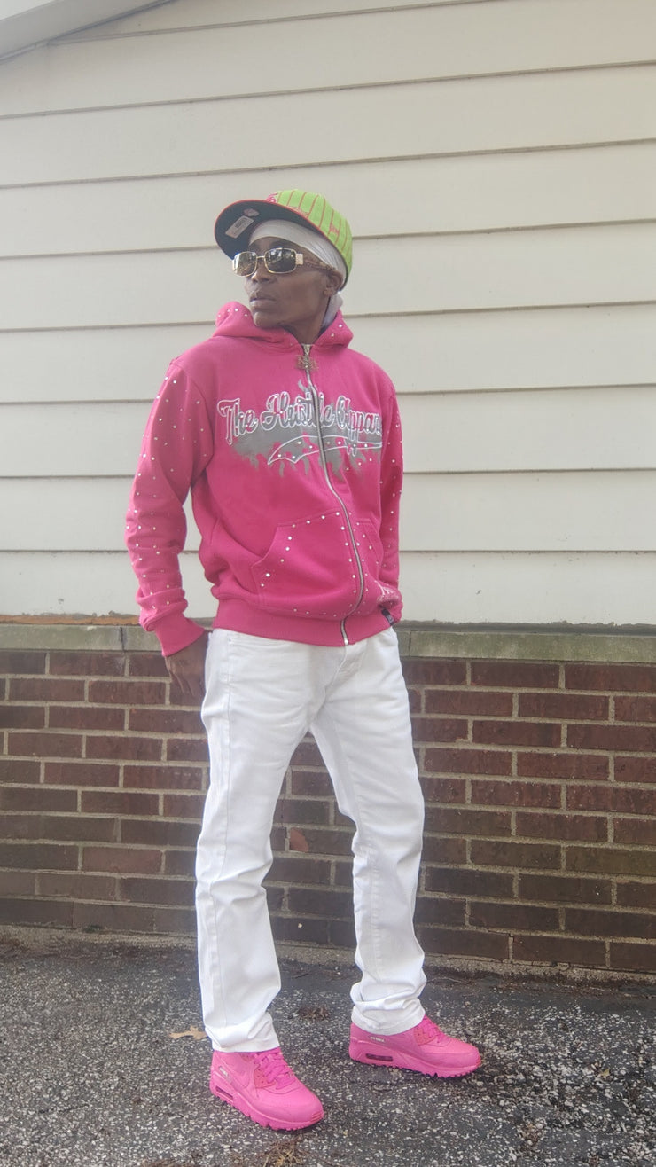 Pink Rhinestone Hoodie - The Hustle Apparel 