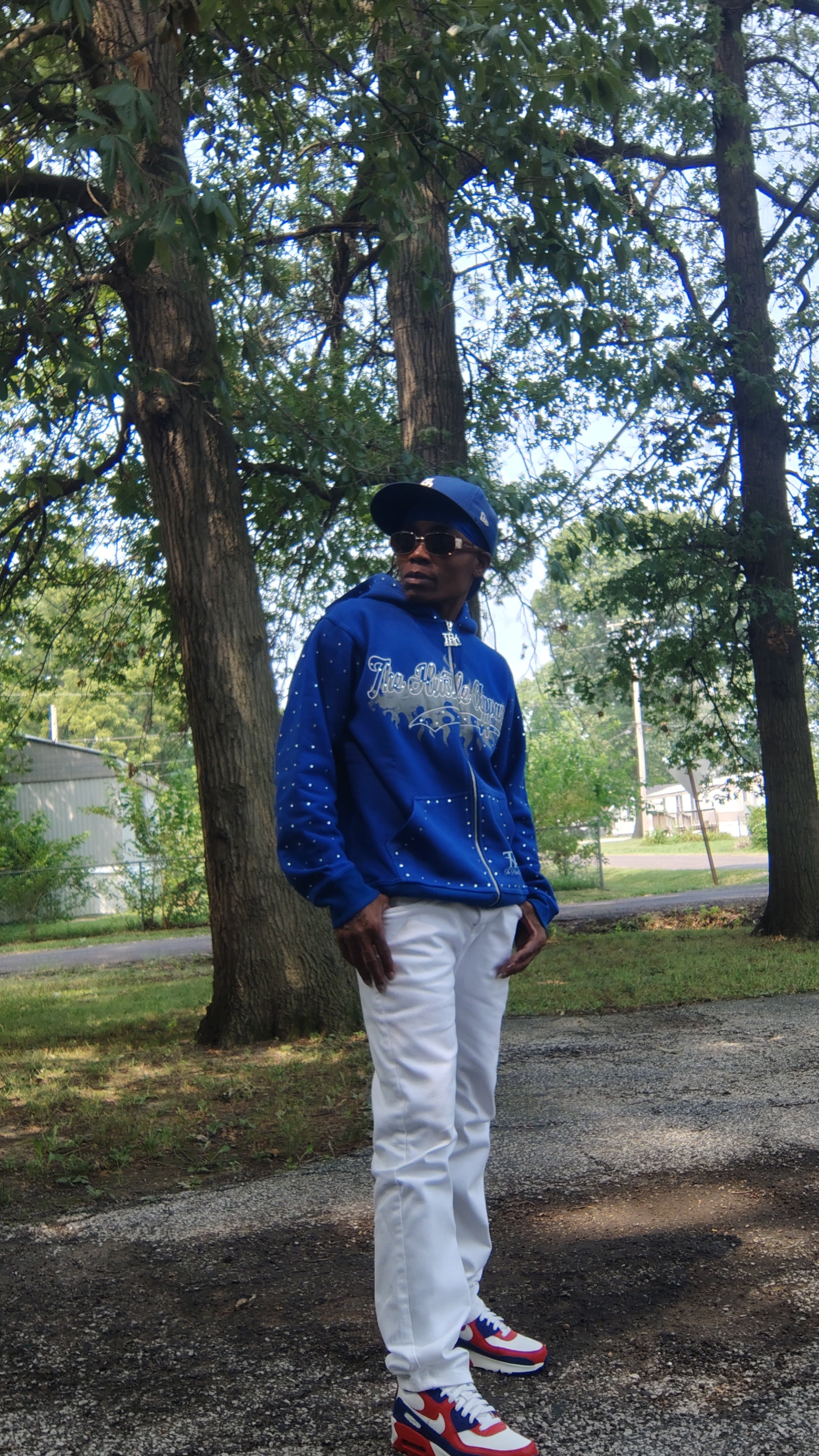 Blue Rhinestone Hoodie - The Hustle Apparel 