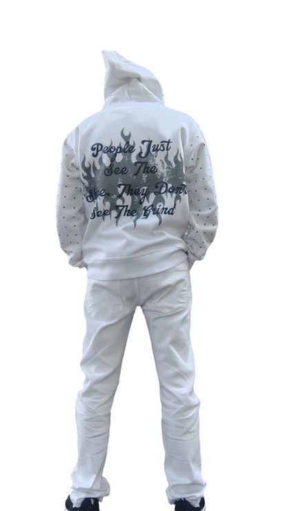 White Rhinestone Hoodie