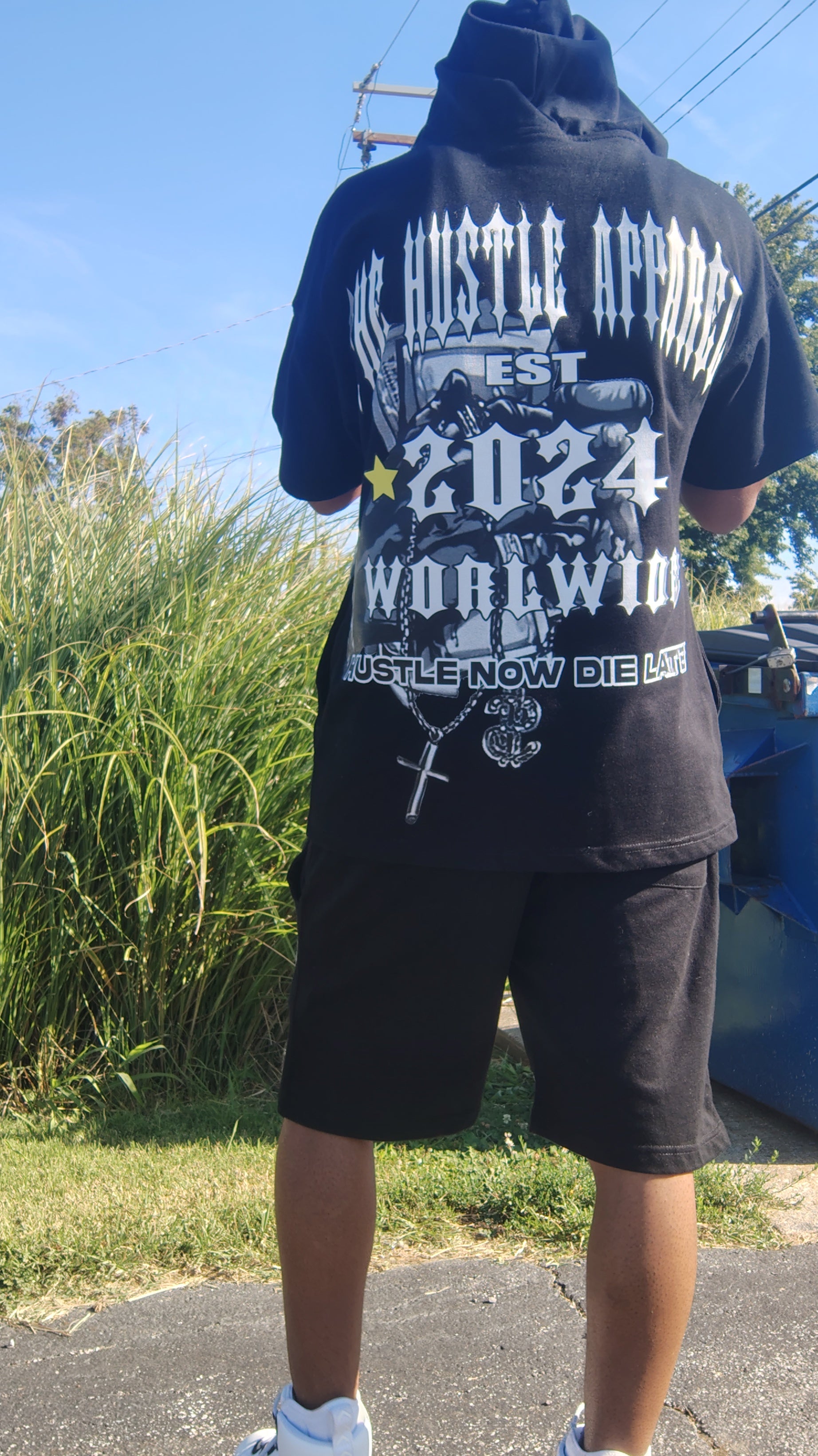 Men Short Sleeve Hooded Short Sets - The Hustle Apparel 