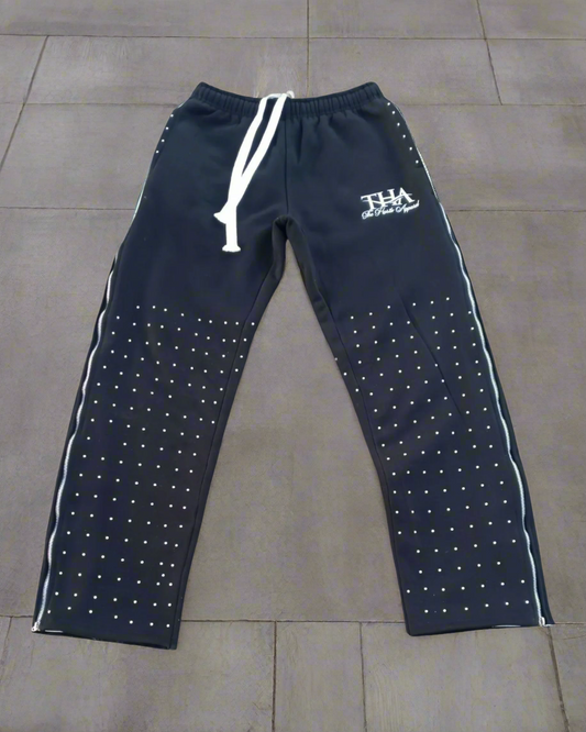 Rhinestone Sweat Pants - The Hustle Apparel 