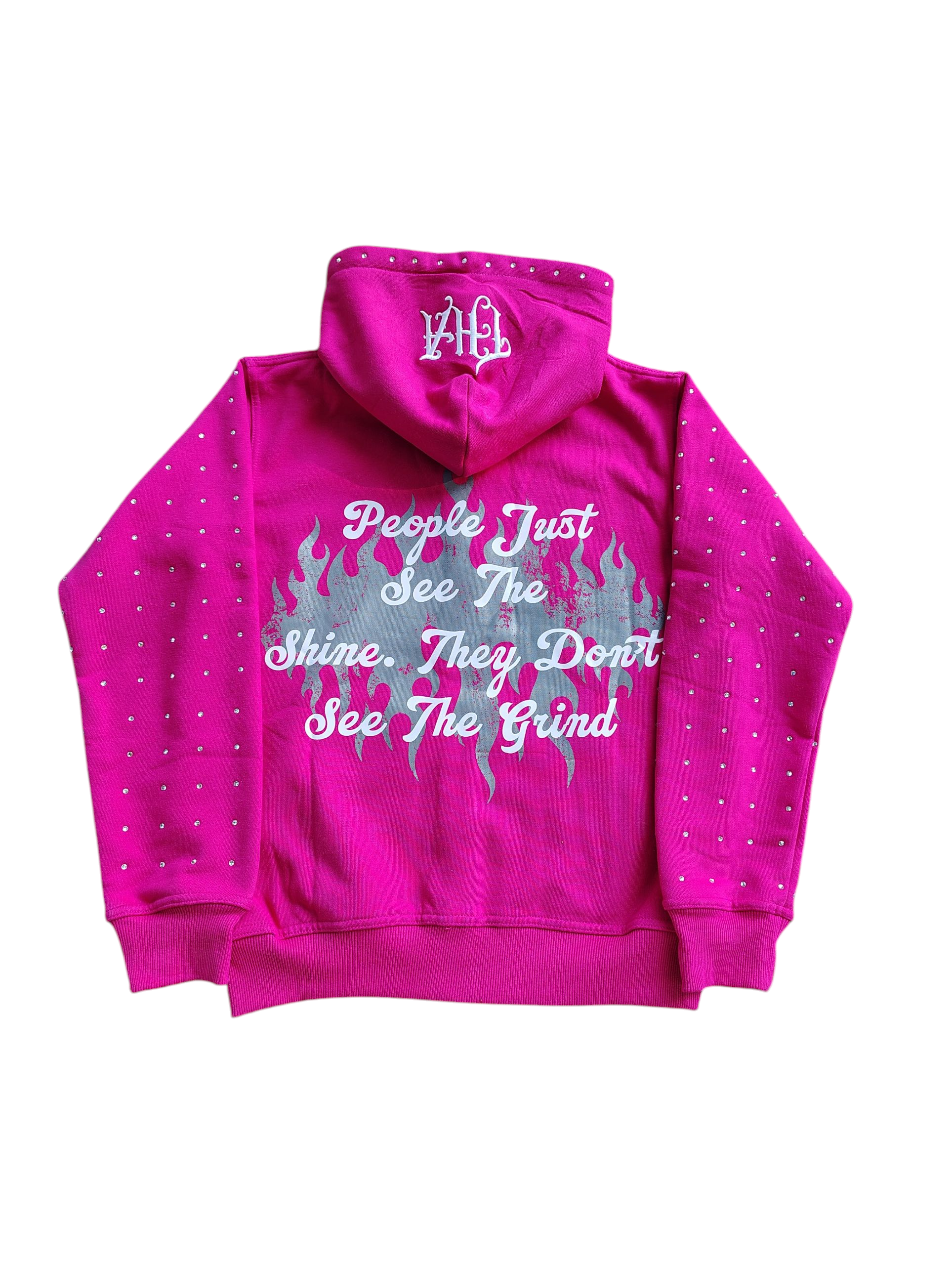 Pink Rhinestone Hoodie - The Hustle Apparel 