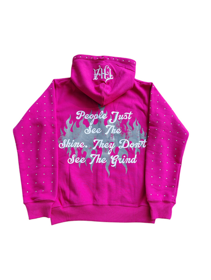 Pink Rhinestone Hoodie - The Hustle Apparel 
