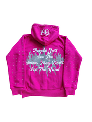 Pink Rhinestone Hoodie - The Hustle Apparel 