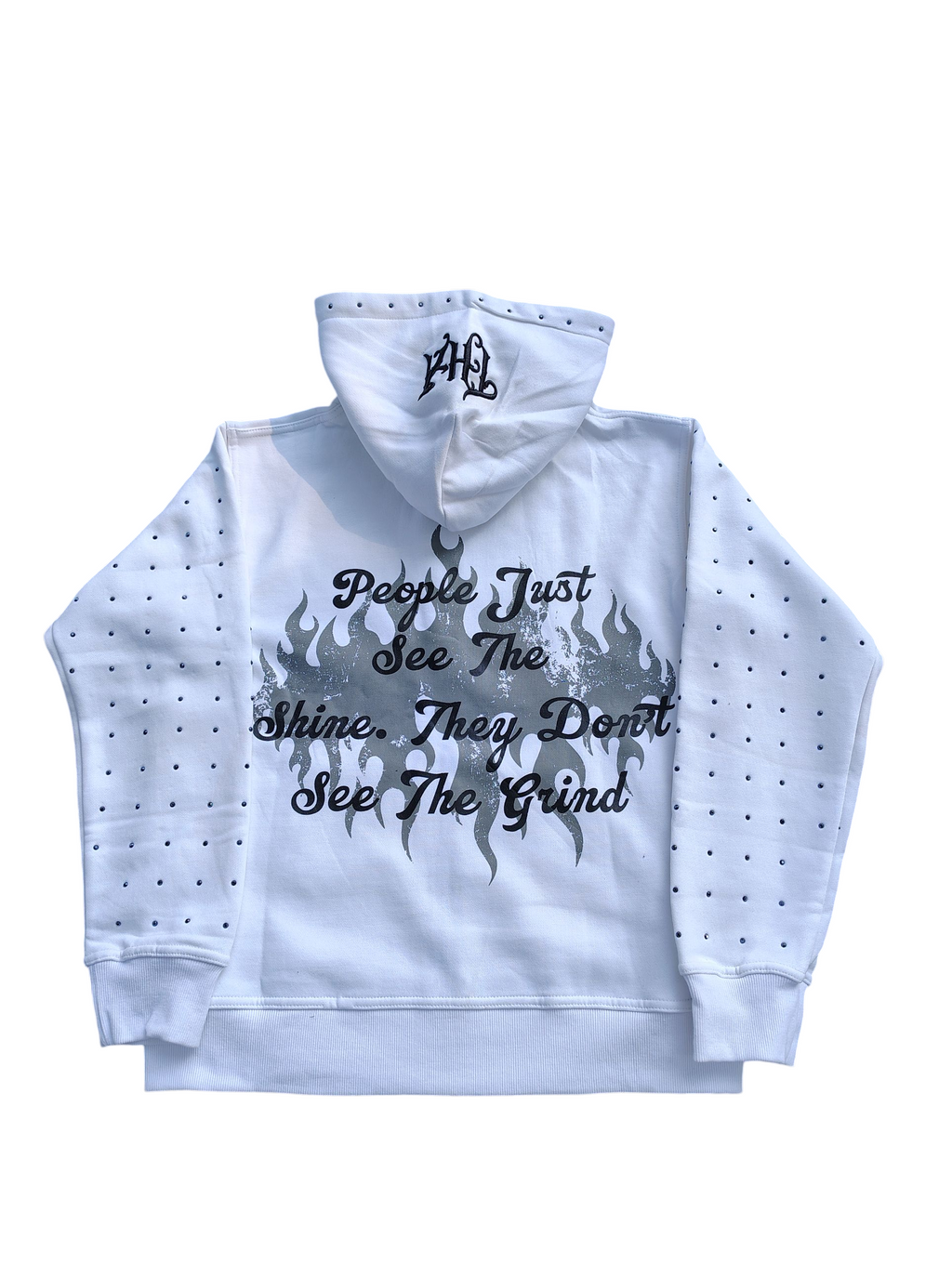 White Rhinestone Hoodie - The Hustle Apparel 