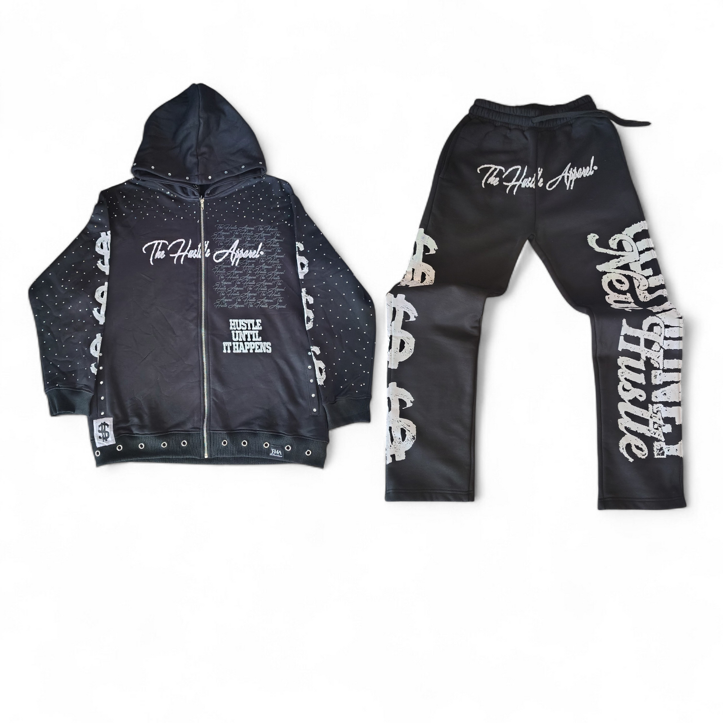 Old Money New Hustle Black Sweat Suit - The Hustle Apparel 