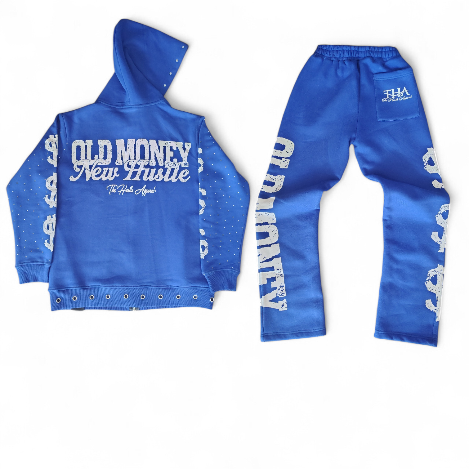 Old Money New Hustle Royal Blue Sweat Suit - The Hustle Apparel 