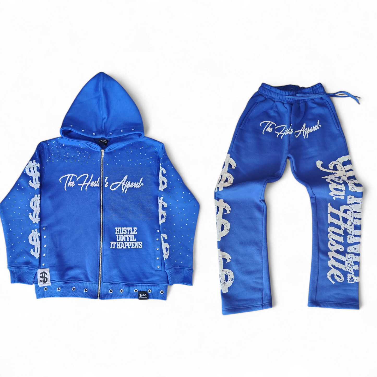 Old Money New Hustle Royal Blue Sweat Suit - The Hustle Apparel 