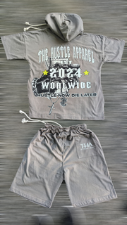 Men Short Sleeve Hooded Short Sets - The Hustle Apparel 