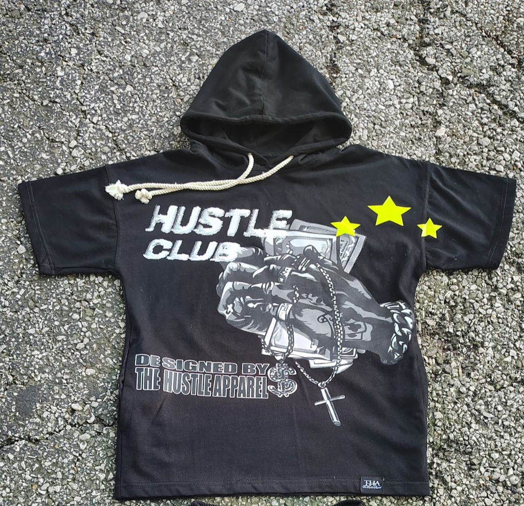 Men Black Hooded Short Sets