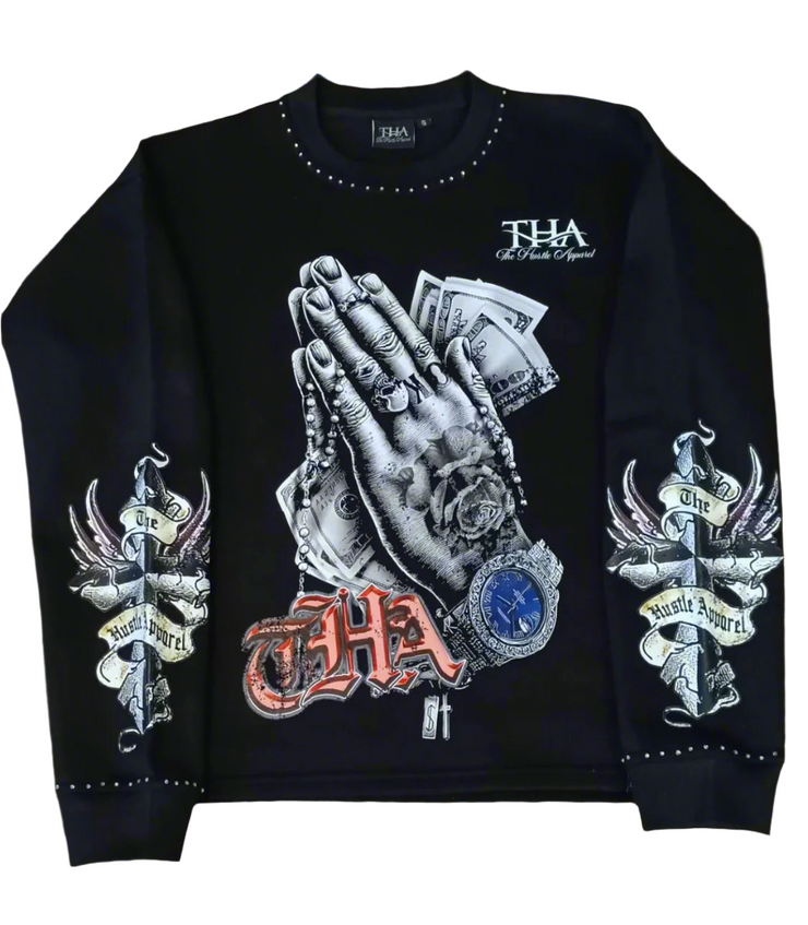 Praying Hands Long Sleeve - Inspirational Collection - The Hustle Apparel 
