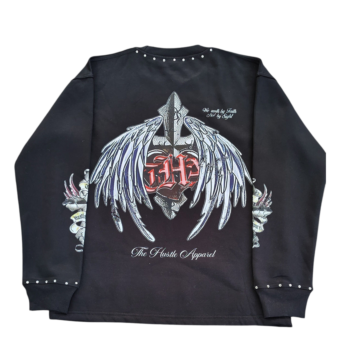 Praying Hands Long Sleeve - Inspirational Collection 400 GSM 100% Cotton Fleece - The Hustle Apparel 